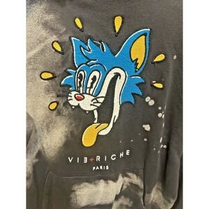VIE+RICHE Paris Graphic Cat Tie Dye Hoodie Men's Size Medium